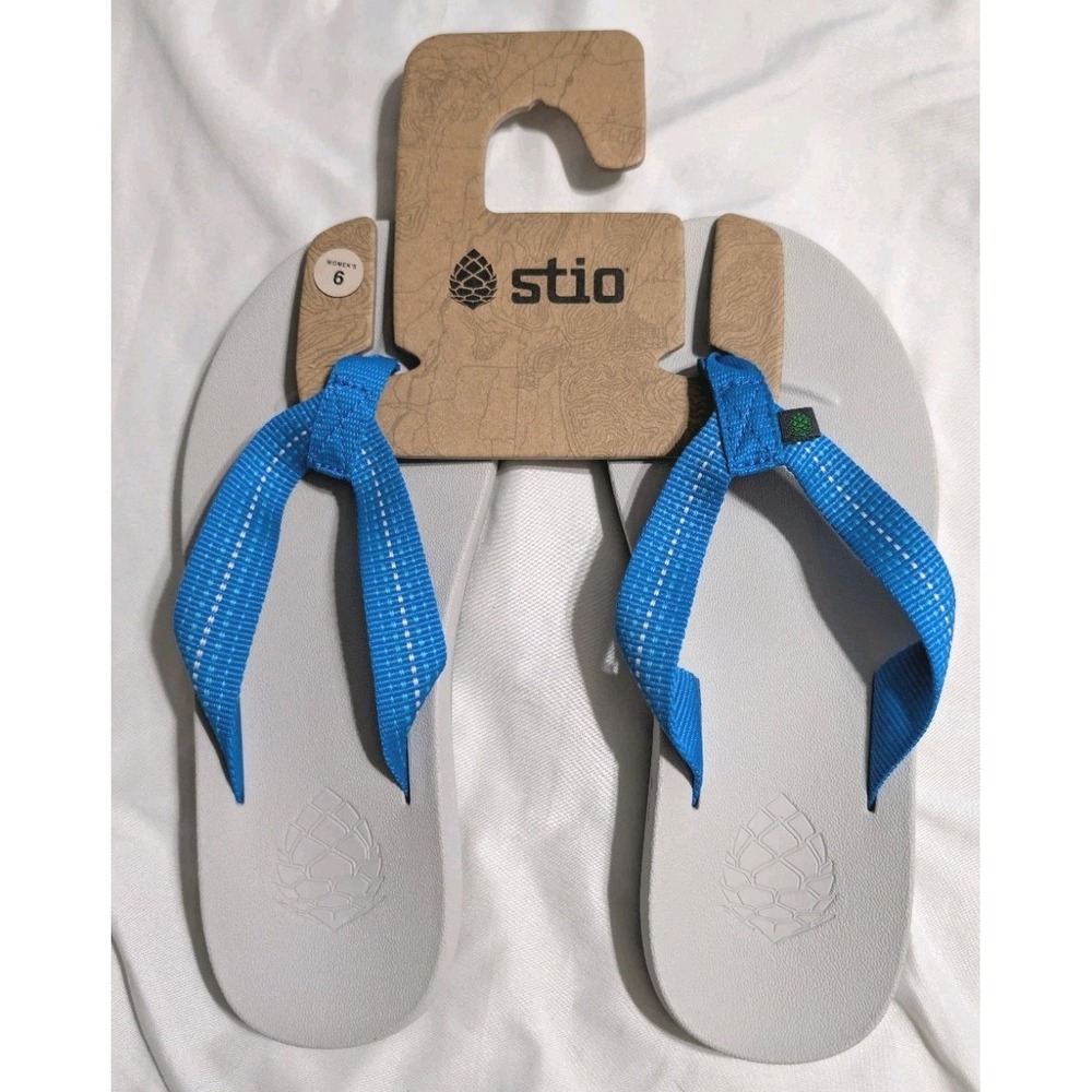 NEW Stio Bircher Flip Flops Womens 6 Blue‎ Gray Outdoor Comfort Sandals